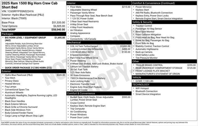 new 2025 Ram 1500 car, priced at $47,368