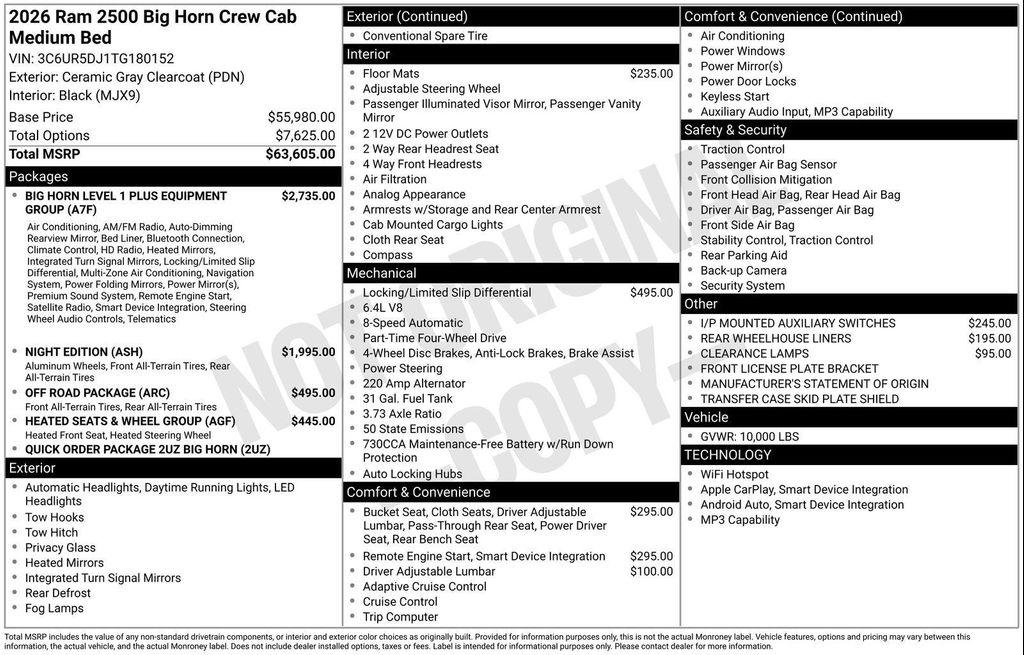 new 2026 Ram 2500 car, priced at $63,410