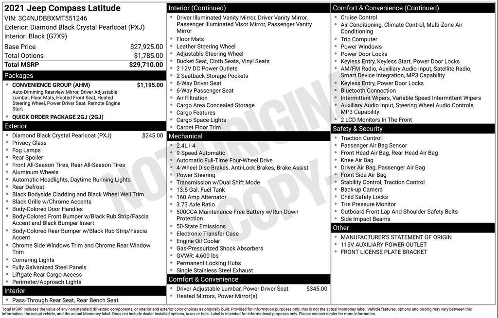 used 2021 Jeep Compass car, priced at $17,324