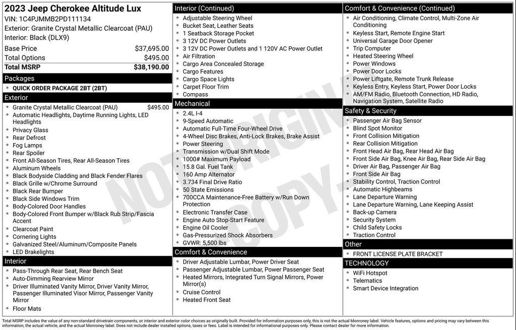 used 2023 Jeep Cherokee car, priced at $21,998