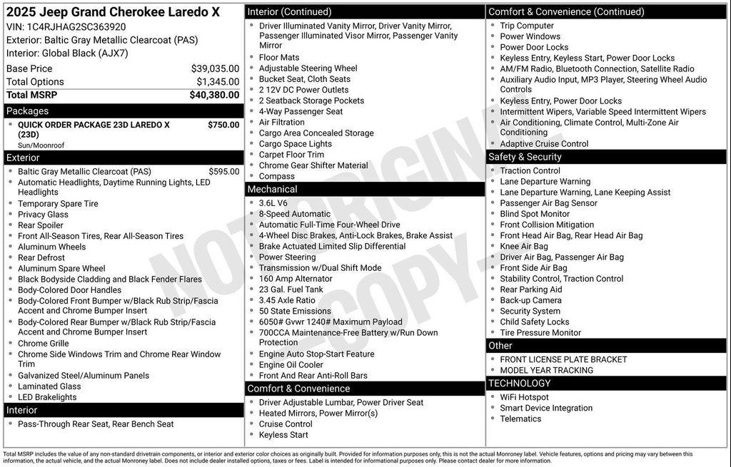 new 2025 Jeep Grand Cherokee car, priced at $38,625