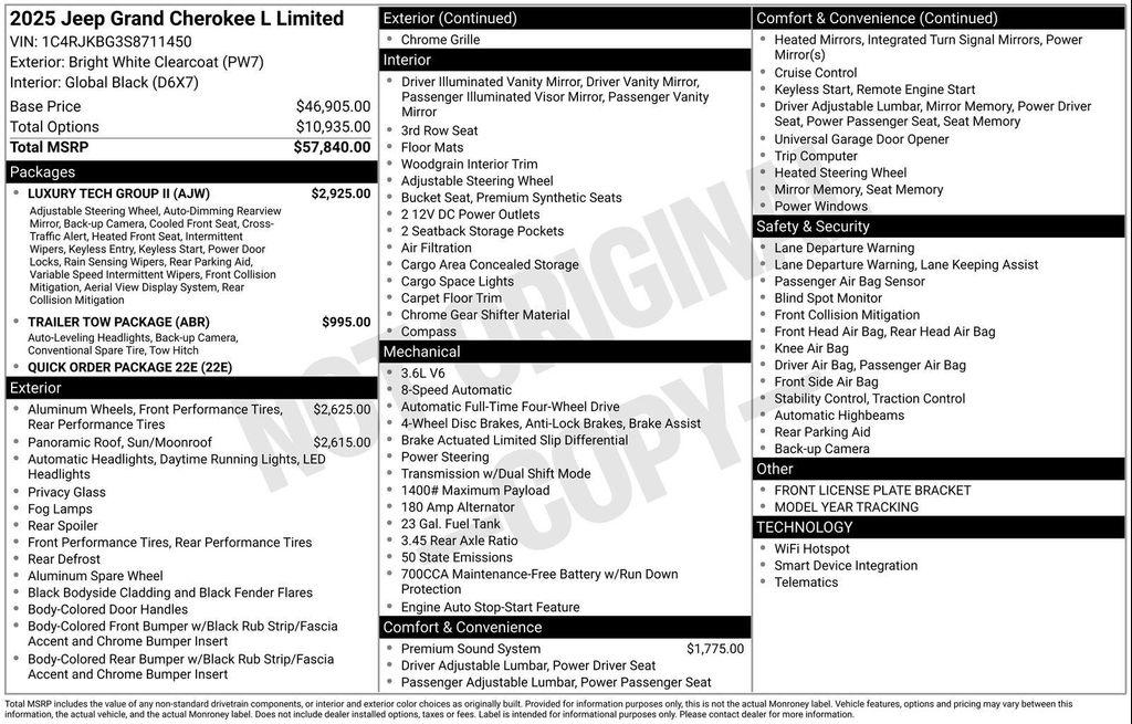 new 2025 Jeep Grand Cherokee L car, priced at $49,008
