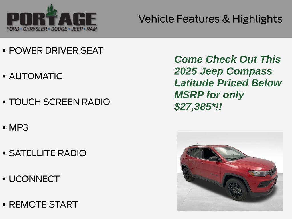 new 2025 Jeep Compass car, priced at $27,385