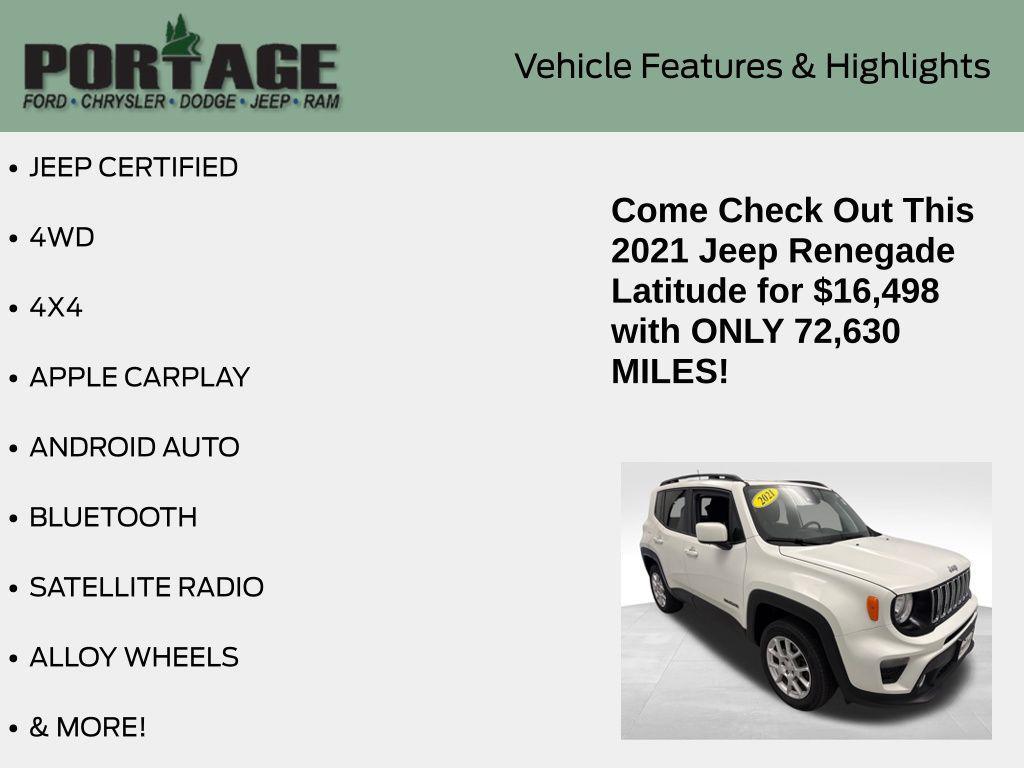 used 2021 Jeep Renegade car, priced at $16,498