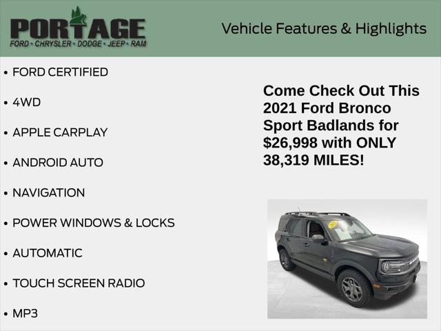 used 2021 Ford Bronco Sport car, priced at $26,998