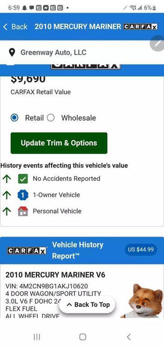 used 2010 Mercury Mariner car, priced at $8,990