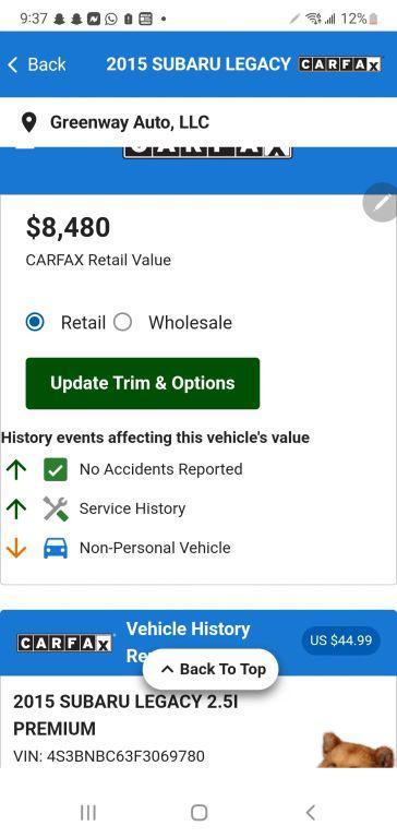 used 2015 Subaru Legacy car, priced at $6,750