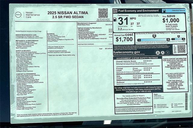 new 2025 Nissan Altima car, priced at $31,410