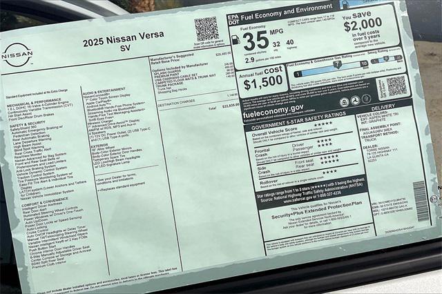 new 2025 Nissan Versa car, priced at $22,835