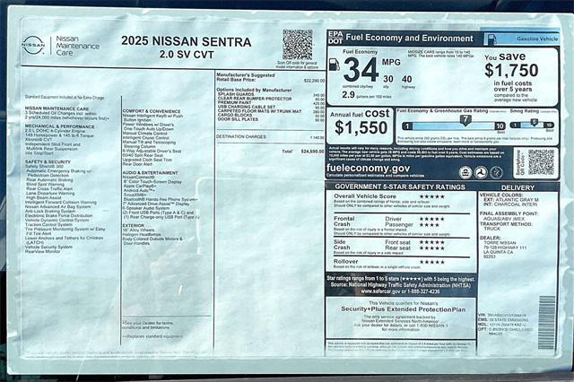 new 2025 Nissan Sentra car, priced at $24,690