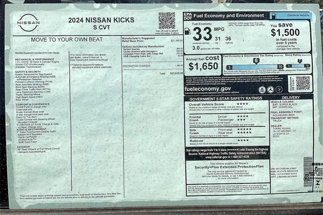 new 2024 Nissan Kicks car, priced at $23,635