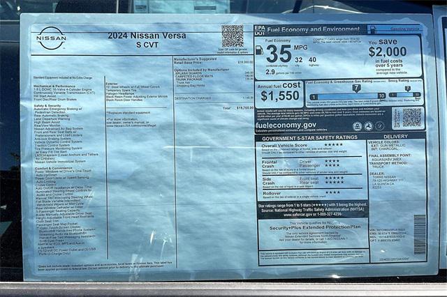 new 2024 Nissan Versa car, priced at $19,760