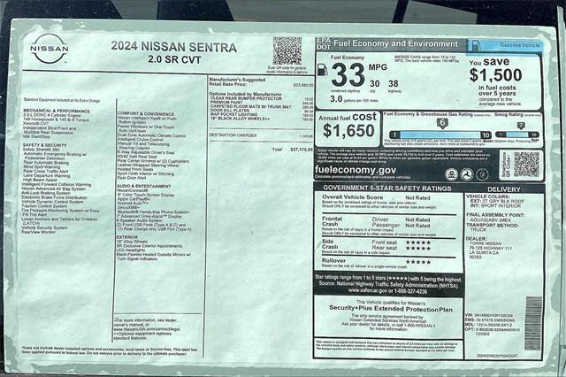 new 2024 Nissan Sentra car, priced at $27,175