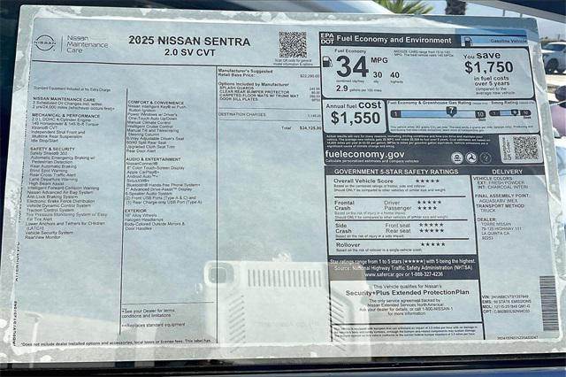 new 2025 Nissan Sentra car, priced at $24,125