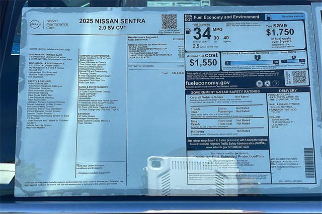 new 2025 Nissan Sentra car, priced at $24,640