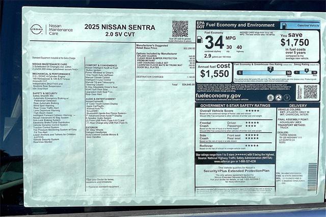 new 2025 Nissan Sentra car, priced at $24,640