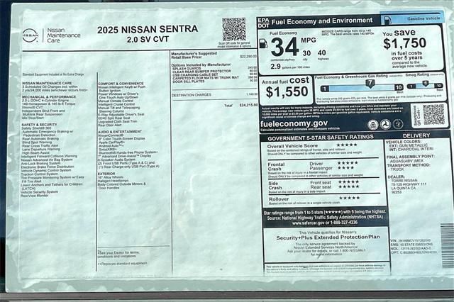 new 2025 Nissan Sentra car, priced at $24,215