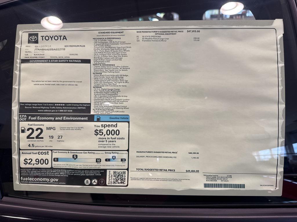 new 2025 Toyota GR Corolla car, priced at $47,688