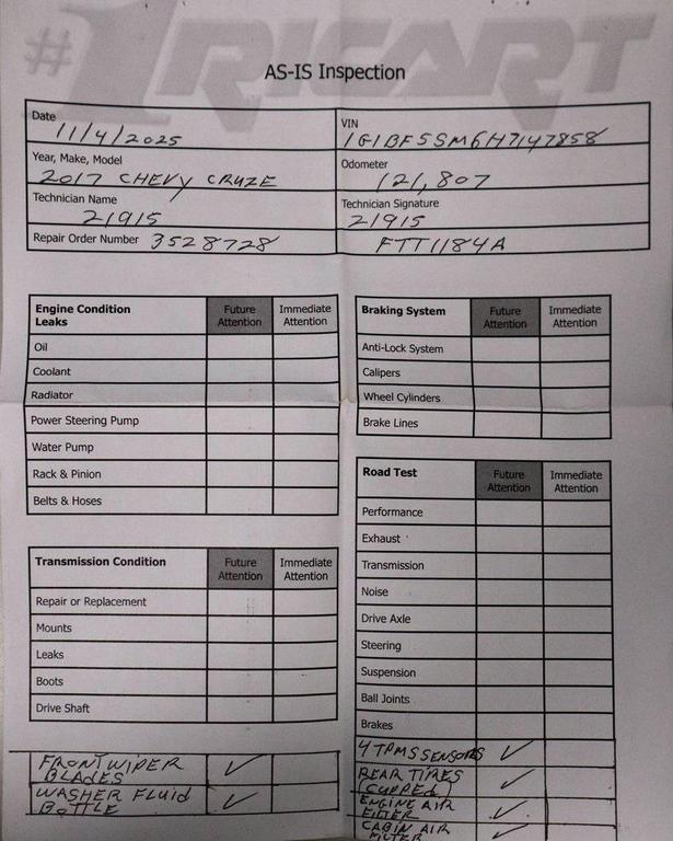 used 2017 Chevrolet Cruze car, priced at $9,364