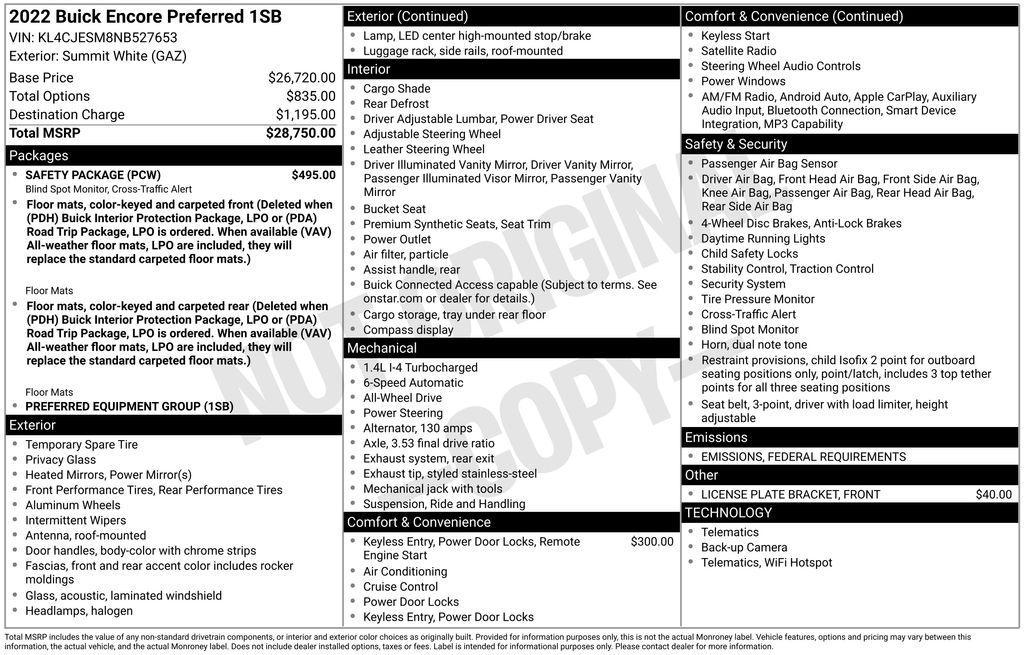 used 2022 Buick Encore car, priced at $20,795