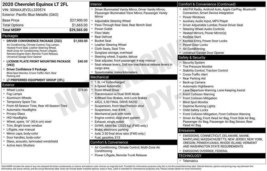 used 2020 Chevrolet Equinox car, priced at $16,117