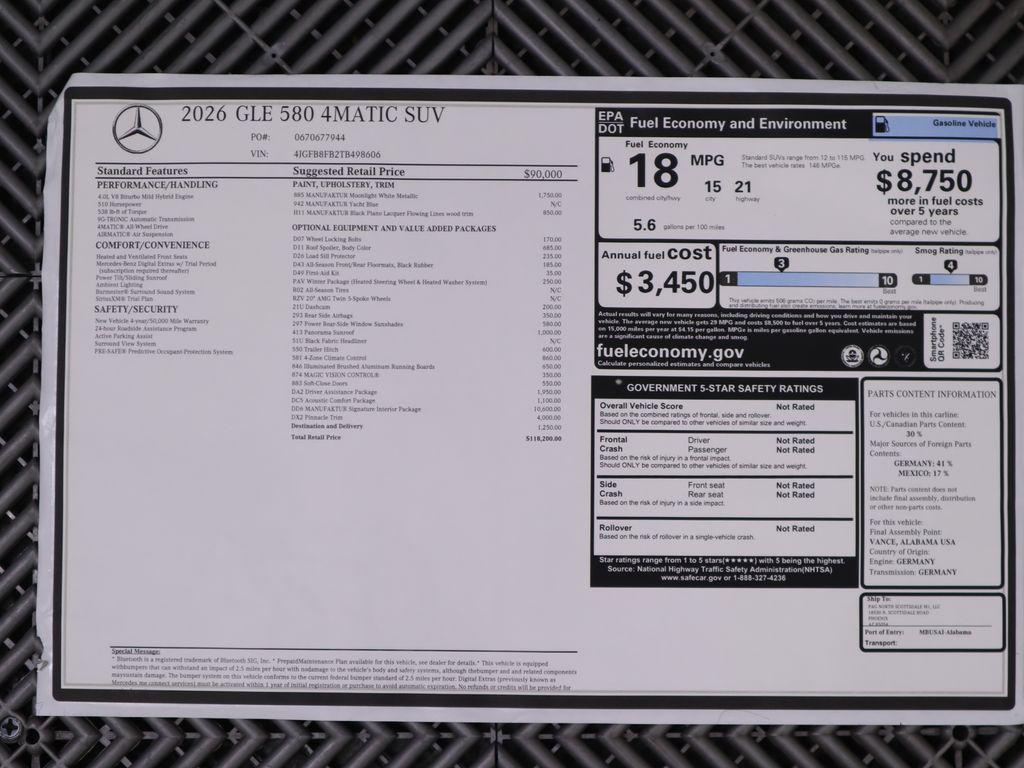 new 2026 Mercedes-Benz GLE 580 car, priced at $118,200