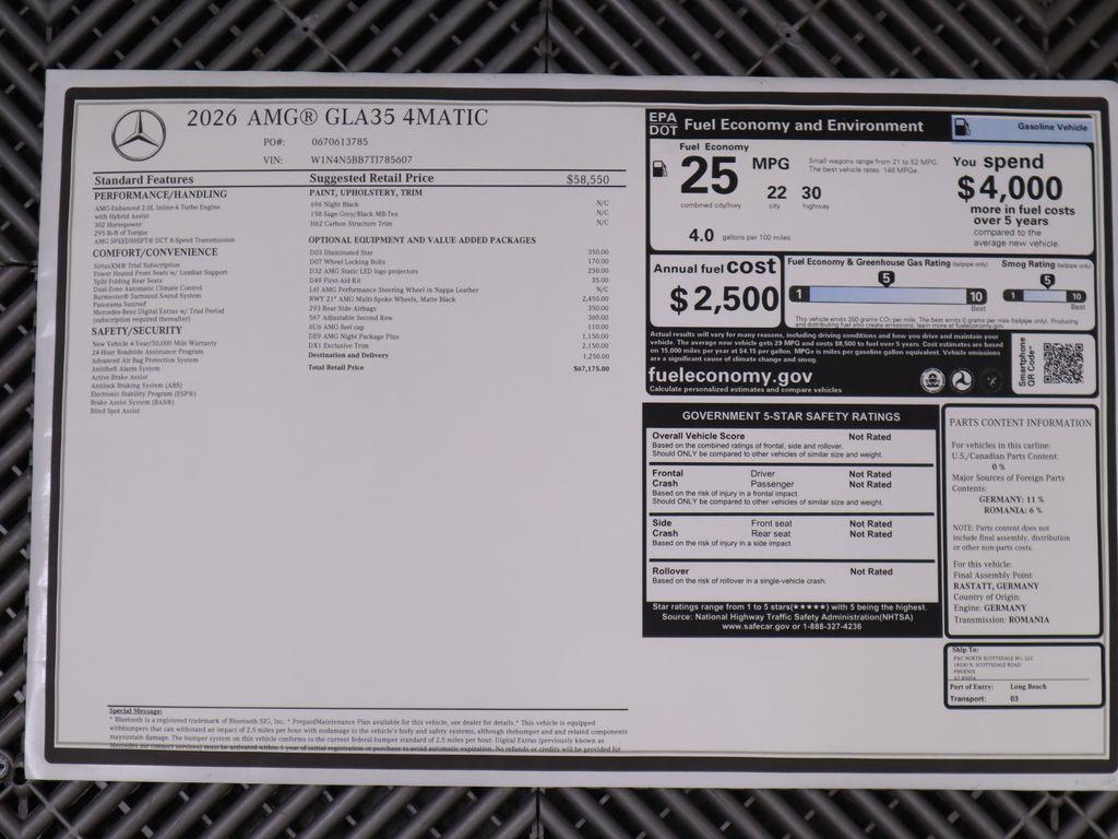 new 2026 Mercedes-Benz AMG GLA 35 car, priced at $67,175