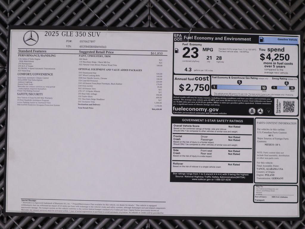 new 2025 Mercedes-Benz GLE 350 car, priced at $66,630