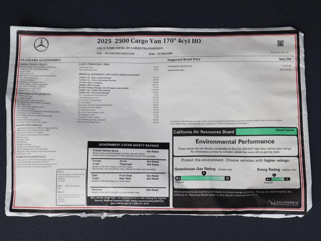 new 2025 Mercedes-Benz Sprinter 2500 car, priced at $74,693