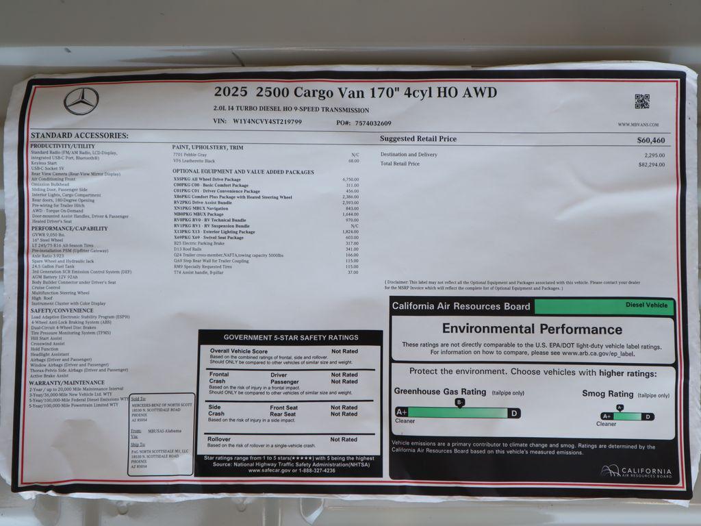 new 2025 Mercedes-Benz Sprinter 2500 car, priced at $82,294