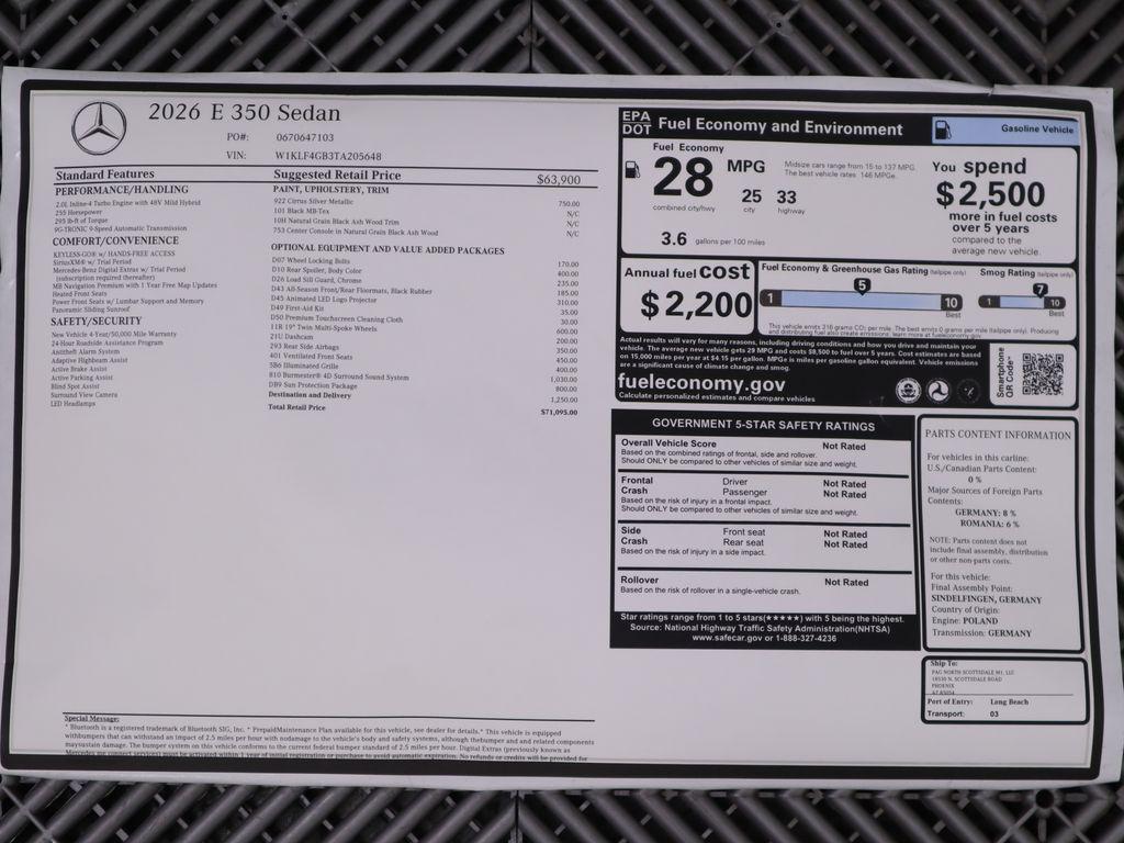 new 2026 Mercedes-Benz E-Class car, priced at $71,095