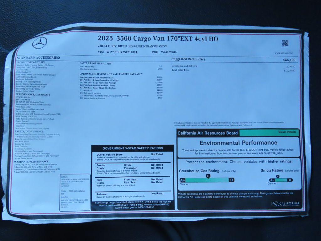 new 2025 Mercedes-Benz Sprinter 3500 car, priced at $72,239