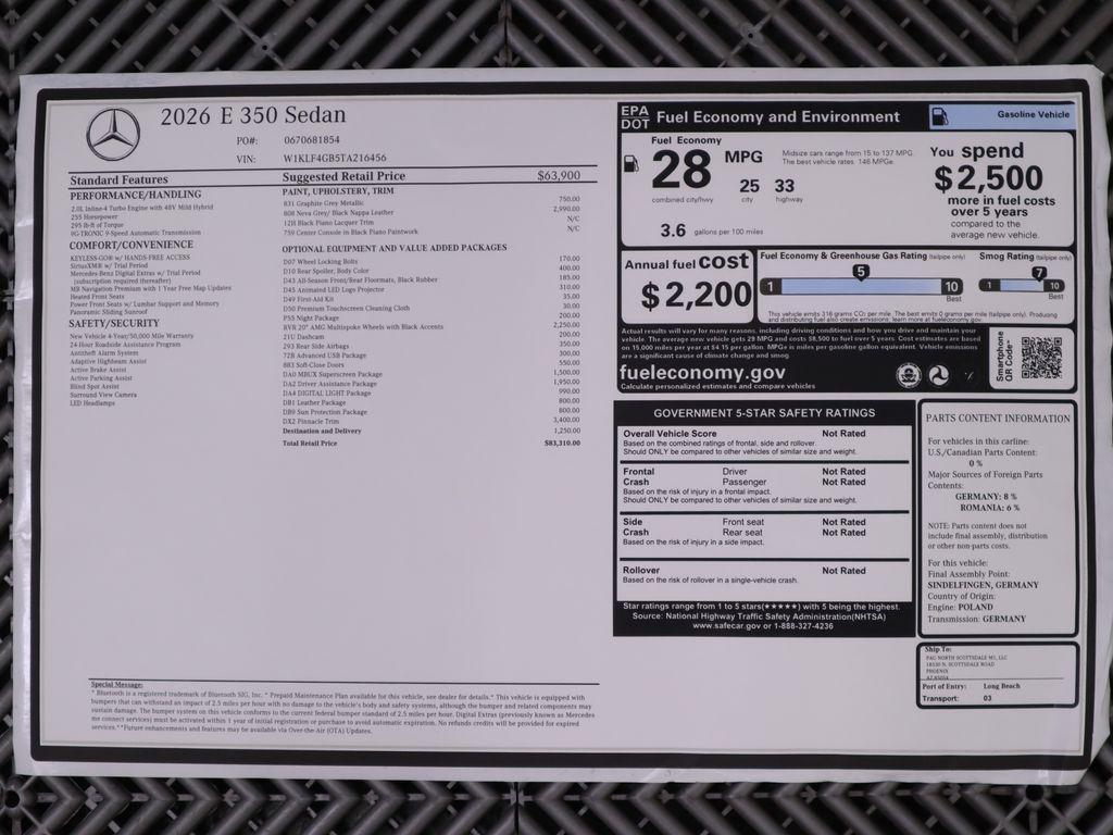 new 2026 Mercedes-Benz E-Class car, priced at $83,310