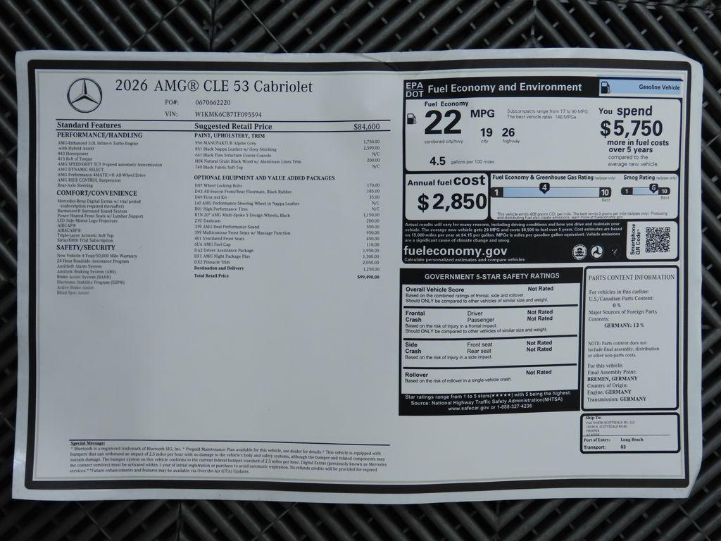 new 2026 Mercedes-Benz AMG CLE 53 car, priced at $99,490