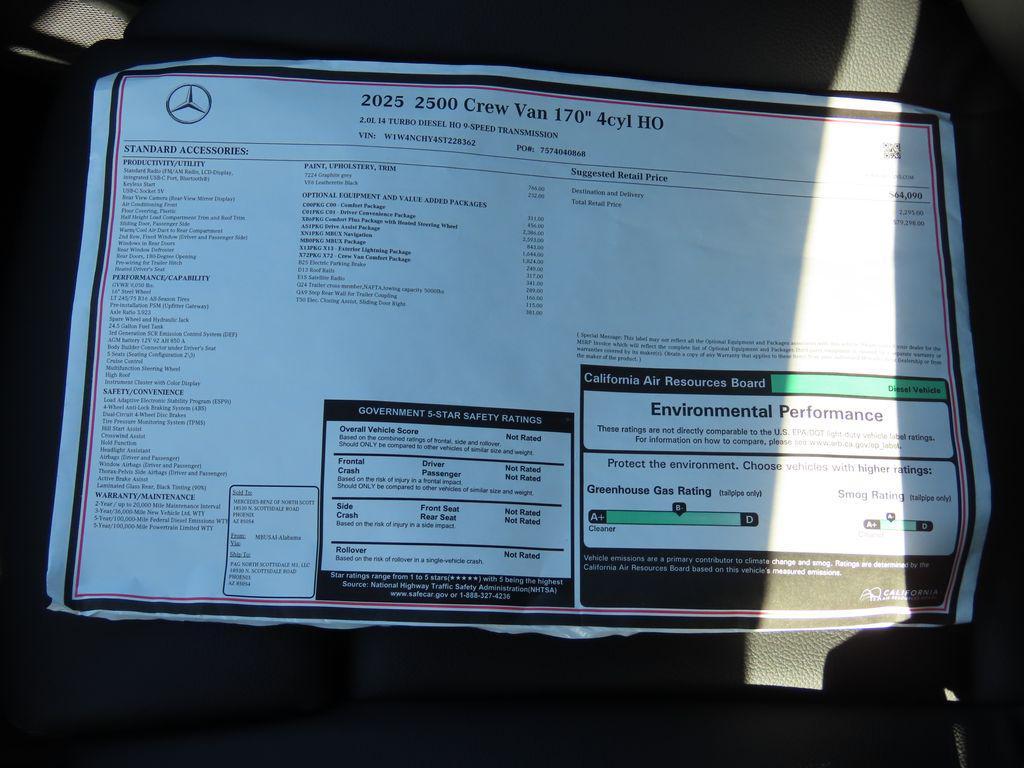 new 2025 Mercedes-Benz Sprinter 2500 car, priced at $79,298