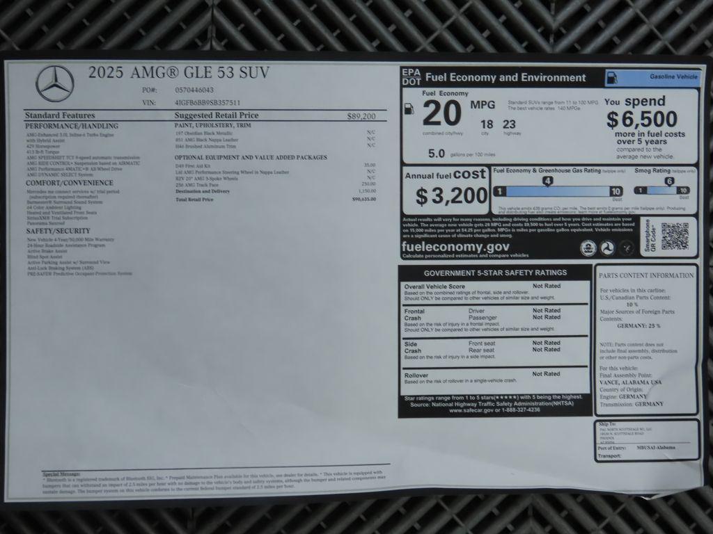 new 2025 Mercedes-Benz AMG GLE 53 car, priced at $90,635