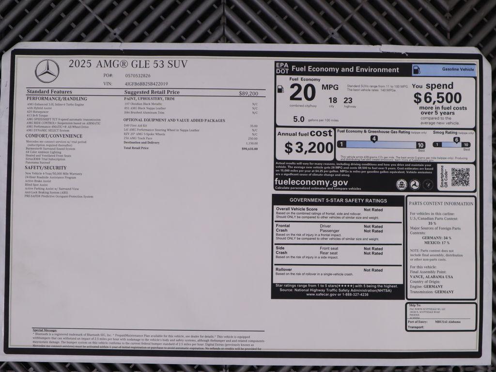 new 2025 Mercedes-Benz AMG GLE 53 car, priced at $90,635