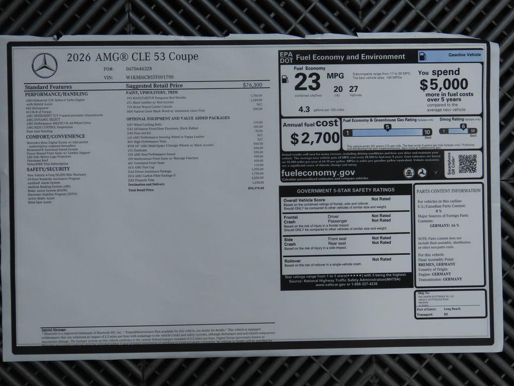 new 2026 Mercedes-Benz AMG CLE 53 car, priced at $90,370