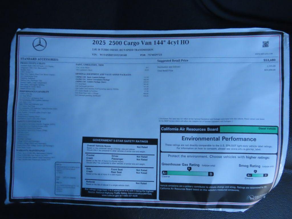 new 2025 Mercedes-Benz Sprinter 2500 car, priced at $59,098