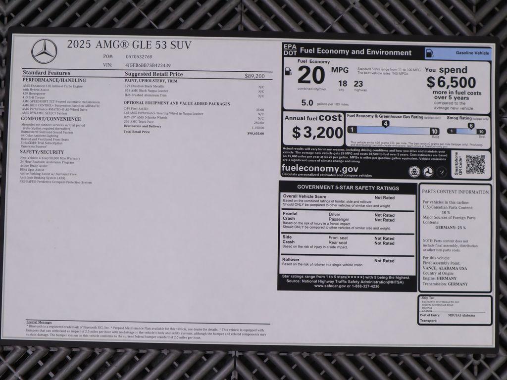 new 2025 Mercedes-Benz AMG GLE 53 car, priced at $90,635