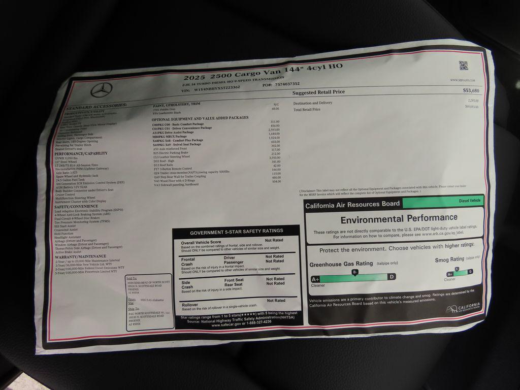 new 2025 Mercedes-Benz Sprinter 2500 car, priced at $69,693