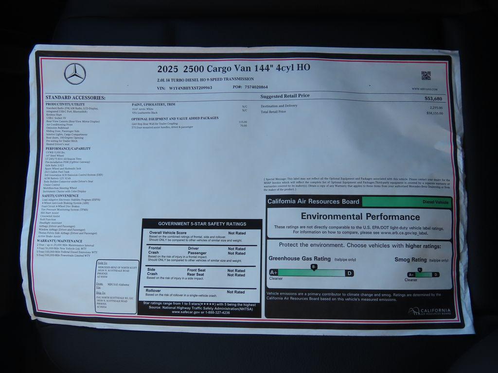 new 2025 Mercedes-Benz Sprinter 2500 car, priced at $58,155