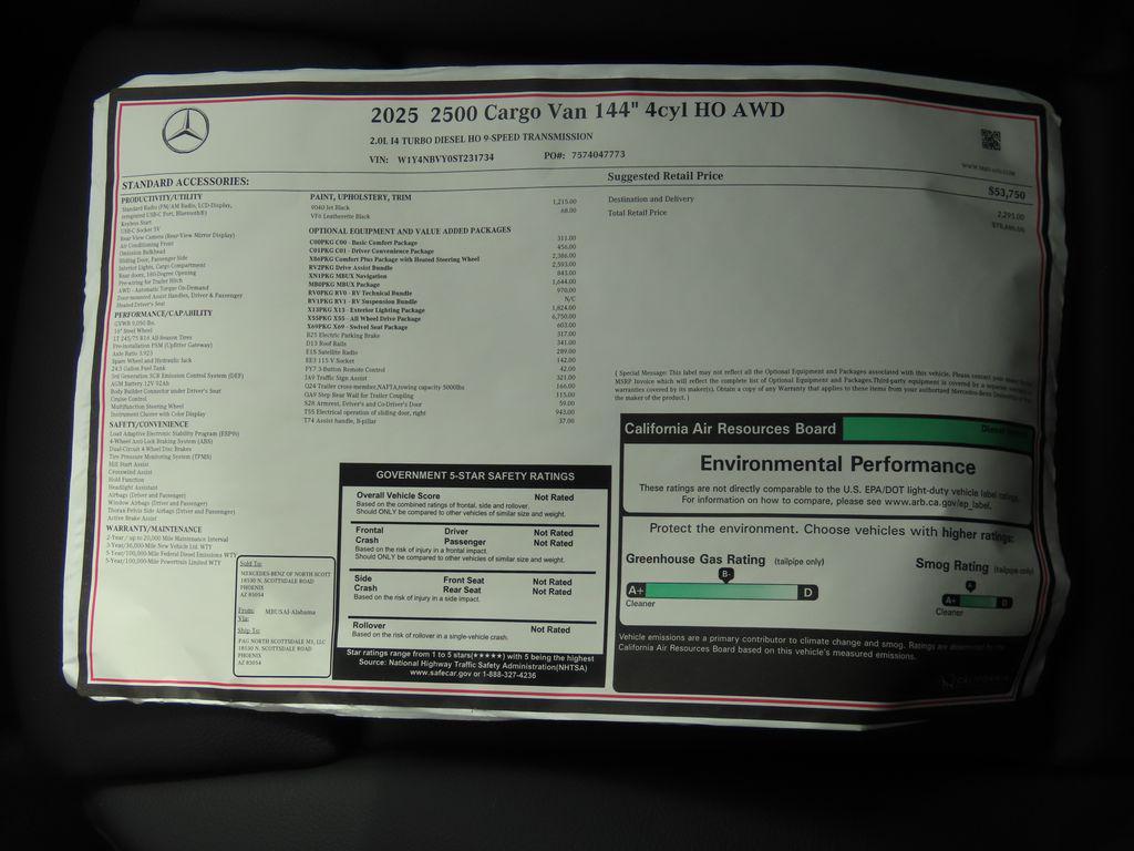 new 2025 Mercedes-Benz Sprinter 2500 car, priced at $78,480