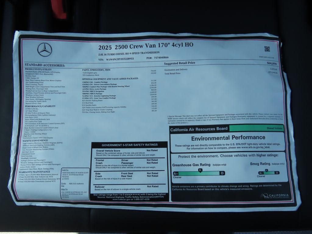 new 2025 Mercedes-Benz Sprinter 2500 car, priced at $79,298