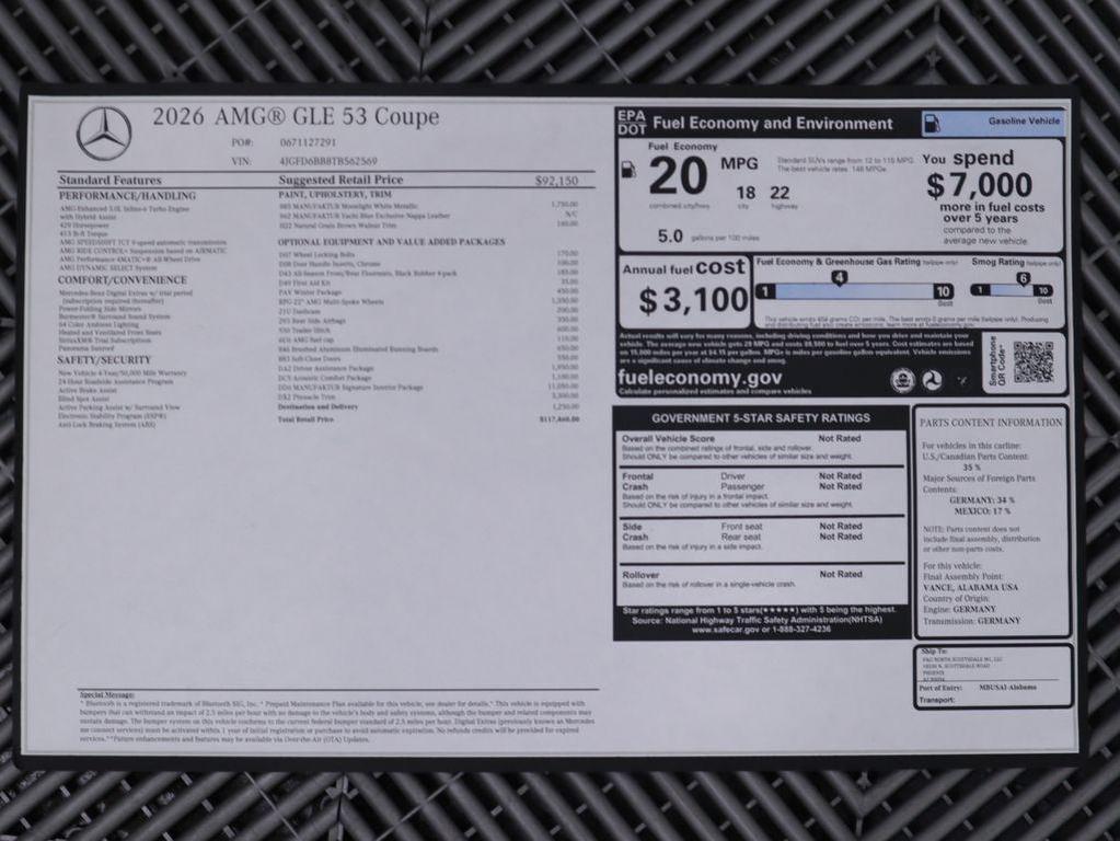 new 2026 Mercedes-Benz AMG GLE 53 car, priced at $117,460