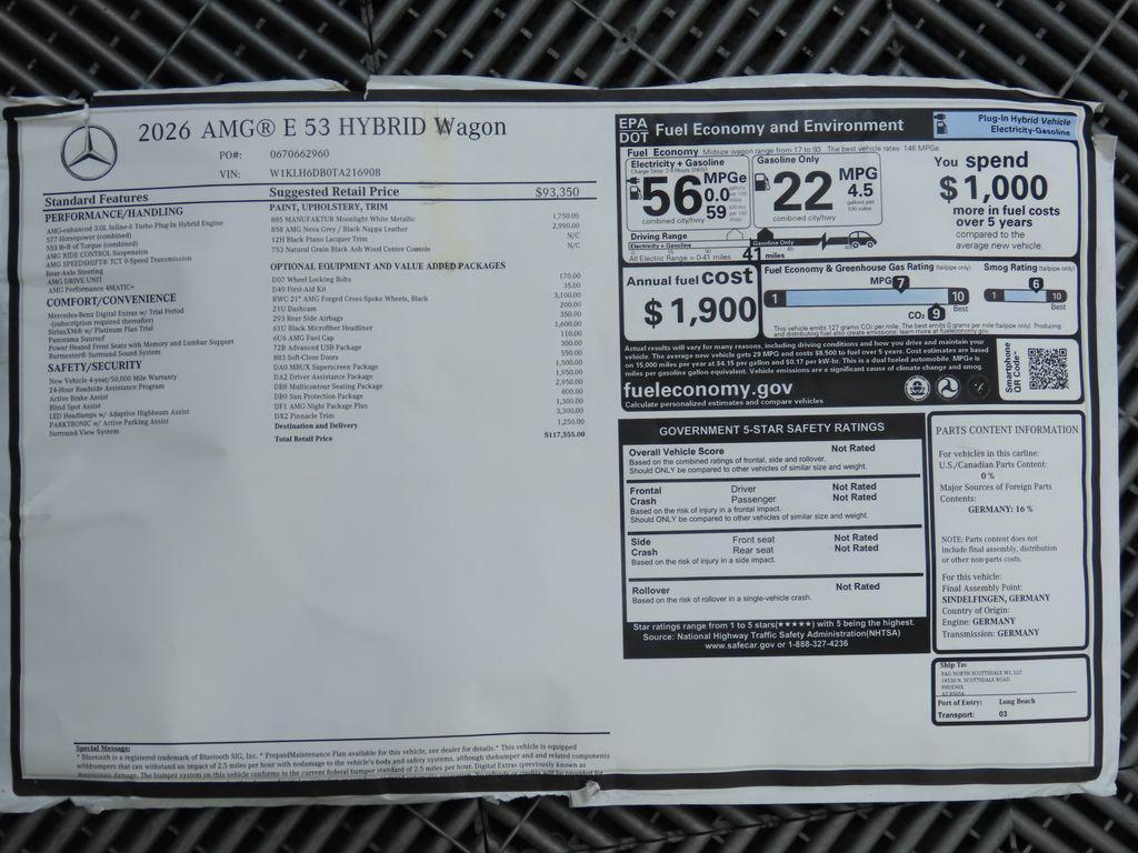 new 2026 Mercedes-Benz AMG E 53 car, priced at $117,555