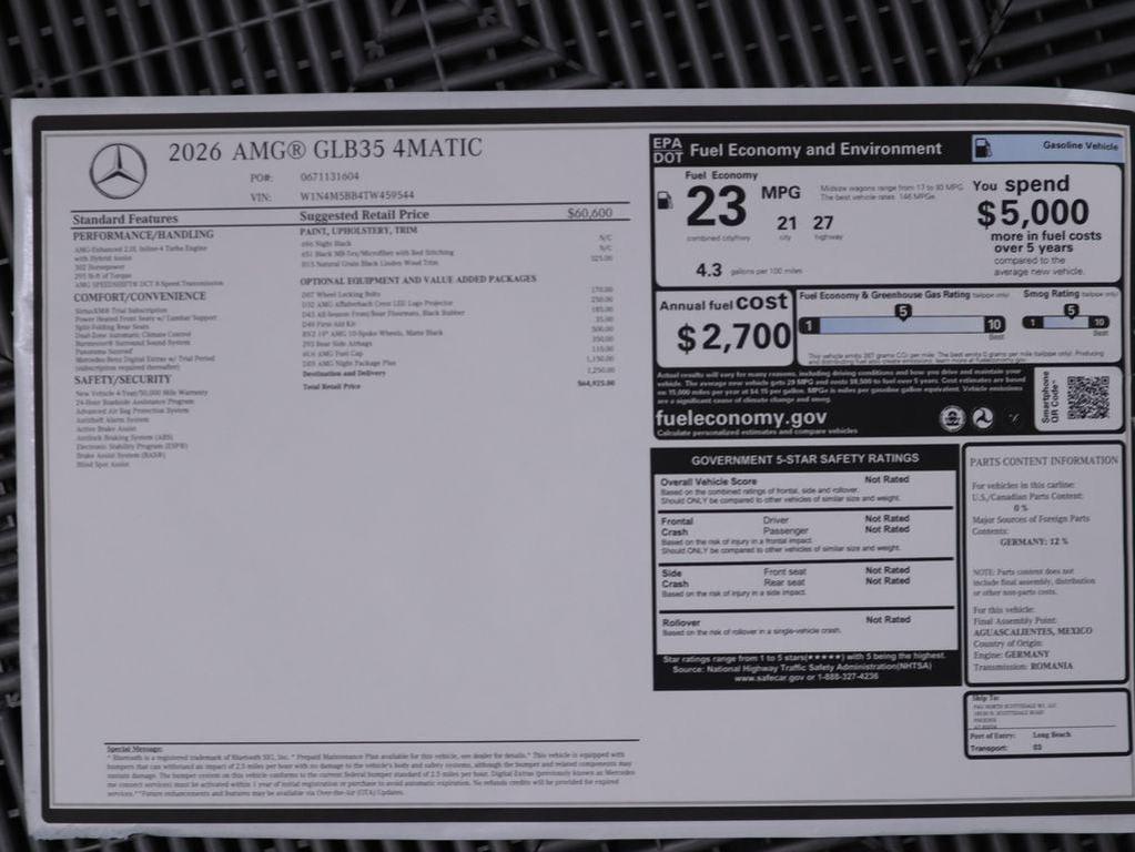 new 2026 Mercedes-Benz AMG GLB 35 car, priced at $64,295