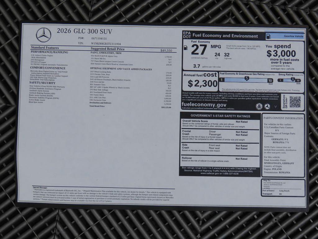 new 2026 Mercedes-Benz GLC 300 car, priced at $59,125