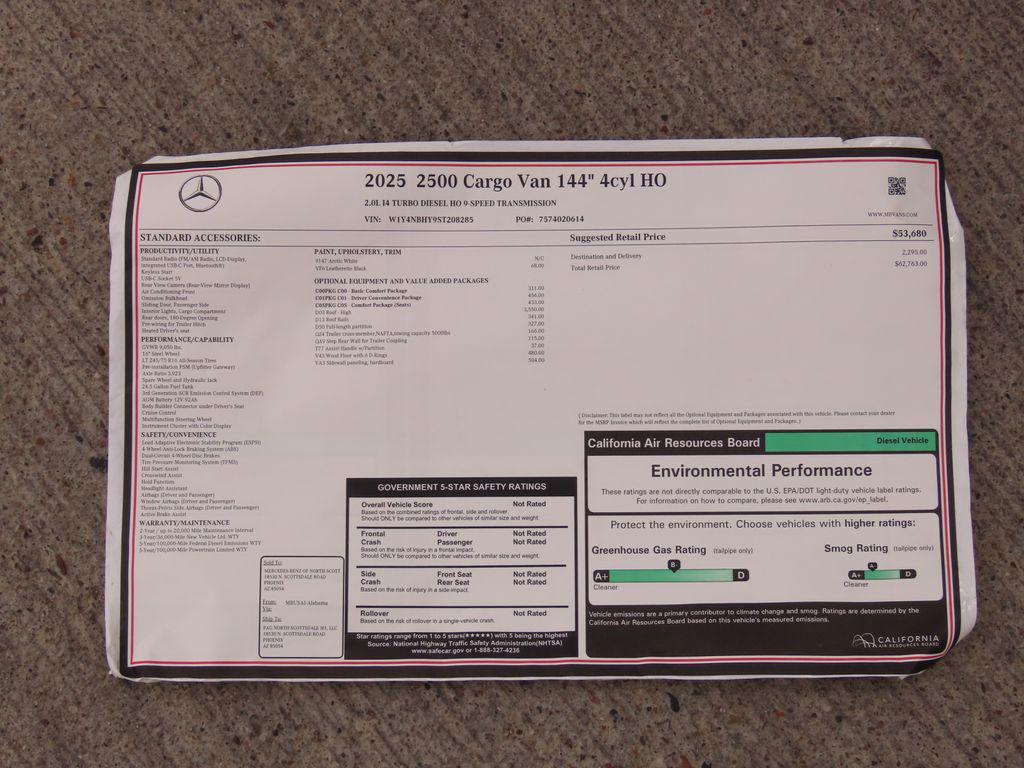 new 2025 Mercedes-Benz Sprinter 2500 car, priced at $62,763