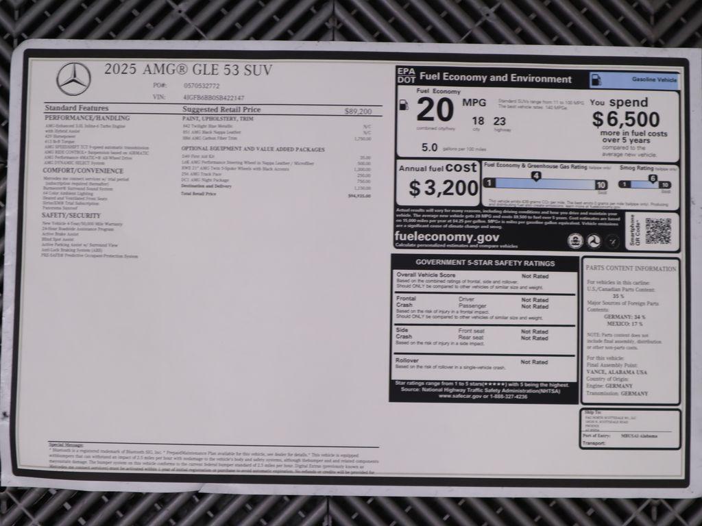 new 2025 Mercedes-Benz AMG GLE 53 car, priced at $94,935